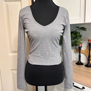 Lululemon Align Cropped Long Sleeve Size 6 Heathered Gray Classic Activewear